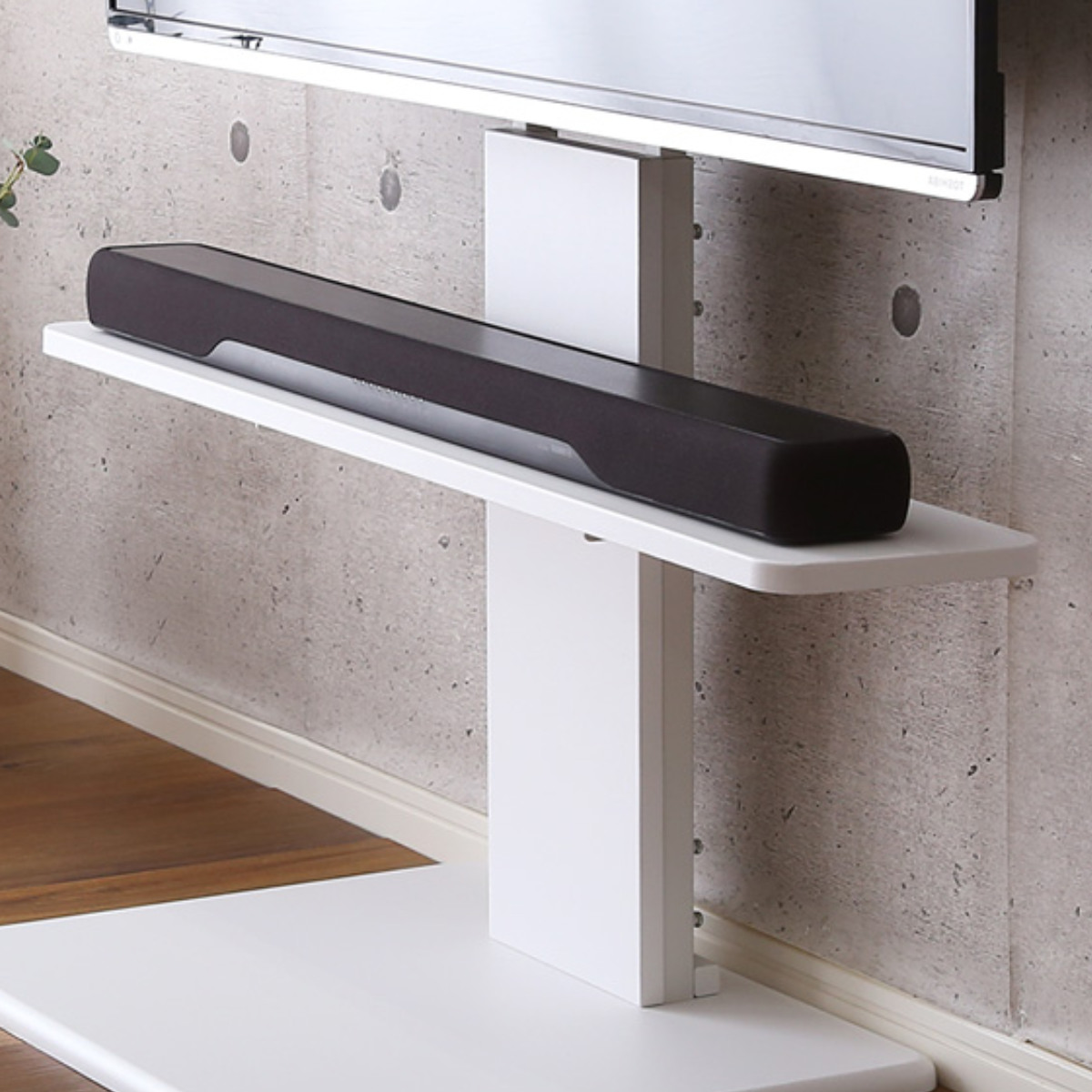 テレビスタンド 55インチ対応 ロータイプ 壁寄せ 耐震 首振り サウンドバー付き ( テレビ台 スタンド 伸縮 壁面 高さ調節 棚付 テレビボード TV台 ブラック ウォールナット ホワイト 木目調 ) 【ブラック】 ブラック