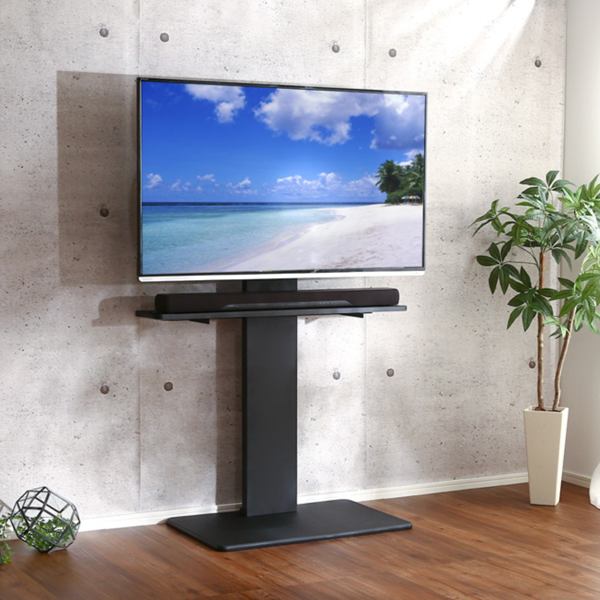 壁寄せテレビスタンド サウンドバー専用棚 100cm幅 高さ4段階調整 ( サウンドバー専用 専用棚 パーツ デザインテレビスタンド用 棚のみ 専用 追加 オプション ) 【ブラック】 ブラック