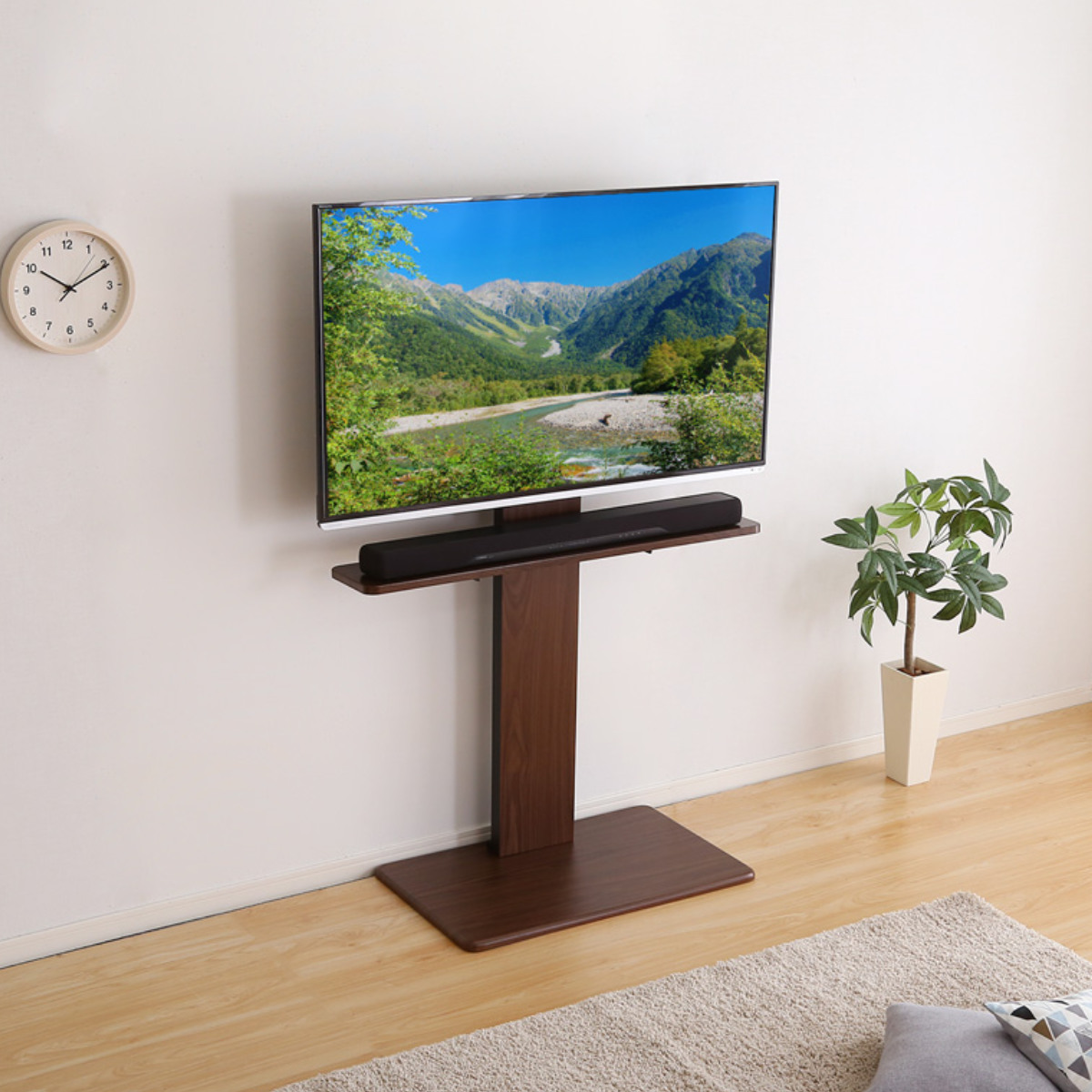 壁寄せテレビスタンド サウンドバー専用棚 100cm幅 高さ4段階調整 ( サウンドバー専用 専用棚 パーツ デザインテレビスタンド用 棚のみ 専用 追加 オプション ) 【ブラック】 ブラック