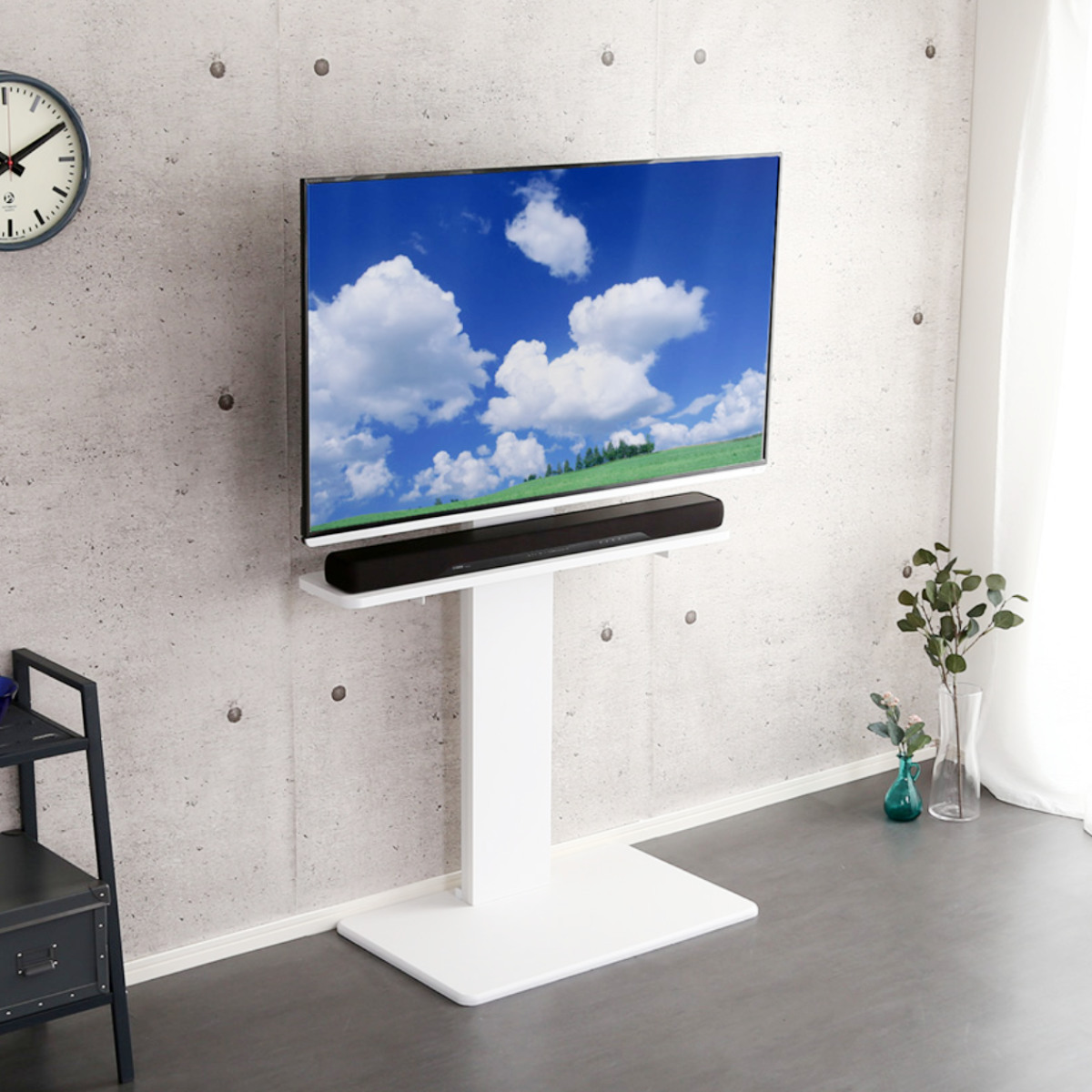 壁寄せテレビスタンド サウンドバー専用棚 100cm幅 高さ4段階調整 ( サウンドバー専用 専用棚 パーツ デザインテレビスタンド用 棚のみ 専用 追加 オプション ) 【ブラック】 ブラック