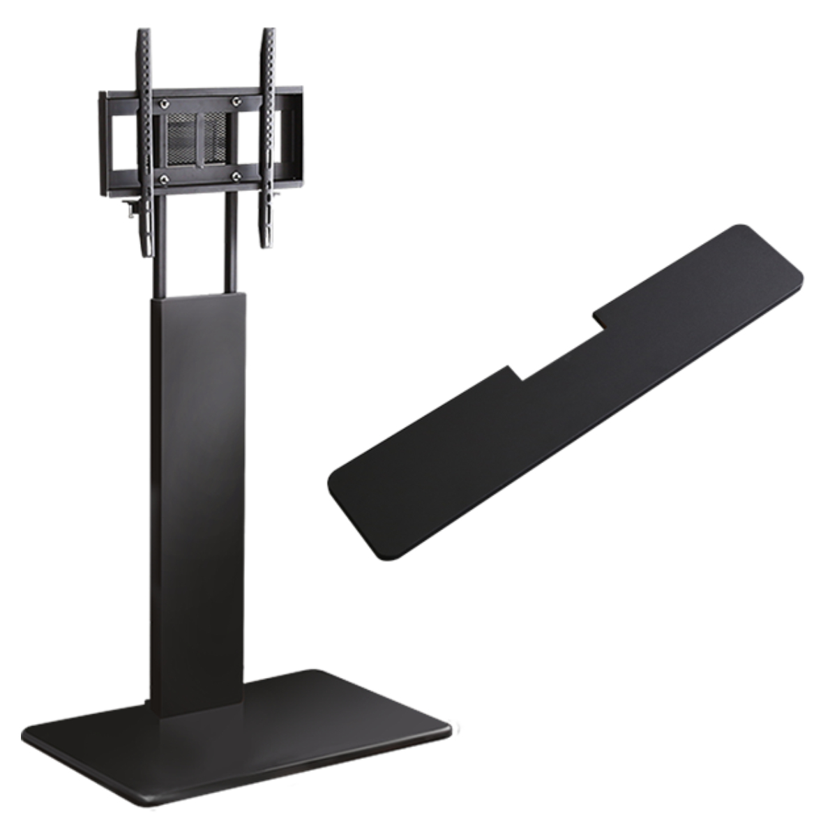 テレビスタンド 32~60インチ対応 ハイタイプ 耐震 サウンドバー専用棚付き HDDホルダー ( テレビ台 スタンド 伸縮 壁面 高さ調節 棚付 テレビボード TV台 ブラック ウォールナット ホワイト 木目調 ) 【ブラック】 ブラック