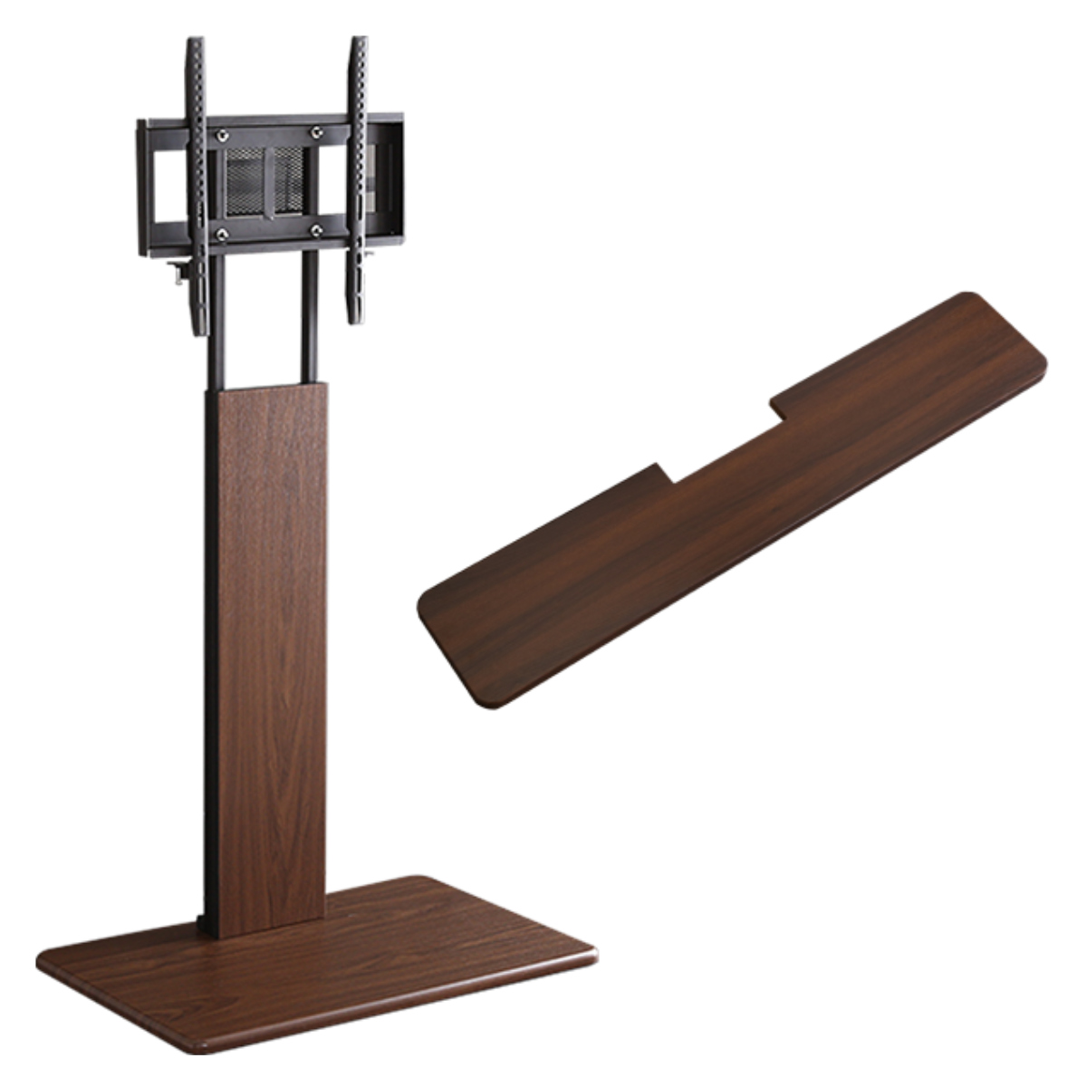 テレビスタンド 32~60インチ対応 ハイタイプ 耐震 サウンドバー専用棚付き HDDホルダー ( テレビ台 スタンド 伸縮 壁面 高さ調節 棚付 テレビボード TV台 ブラック ウォールナット ホワイト 木目調 ) 【ブラック】 ブラック
