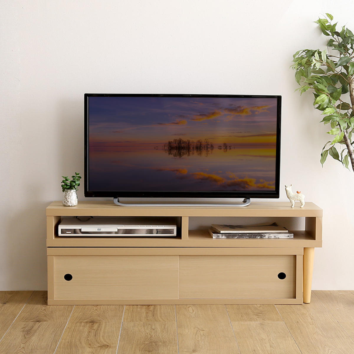 テレビ台 幅100~186cm 伸縮 木目調 オープンデッキ 収納棚 引き戸 コーナー ( テレビボード ラック 扉付 シンプル AVボード 飾り棚 棚 L字 収納 オーク ウォールナット ホワイトオーク ) 【ウォールナット】 ウォールナット