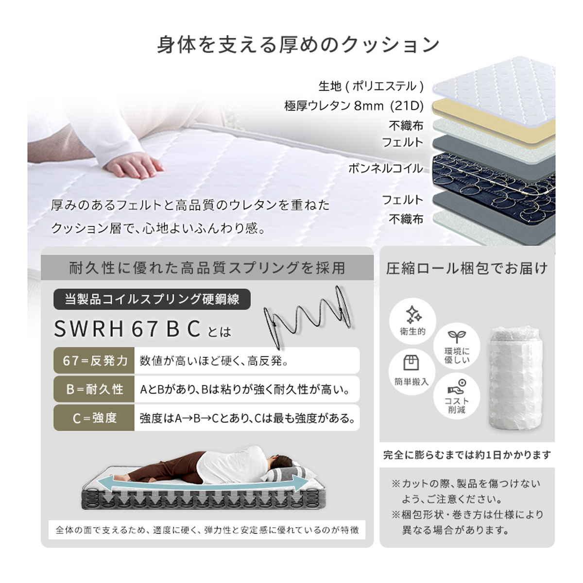 デザインフロアベッド ボンネルコイルマットレスセット シングル ( ベッド コンセント付 抗菌 防臭 マットレスセット ボンネルコイル 厚さ15cm ロースタイル デザインベッド ブラックオーク オーク ウォールナット ホワイトオーク ) 【ホワイトオーク×シルバー】 ホワイトオーク×シルバー