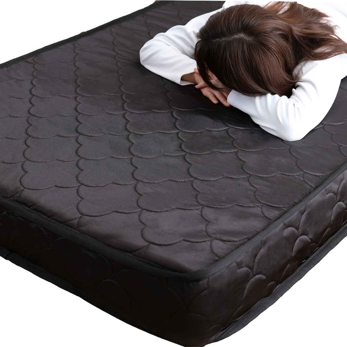 デザインフロアベッド ポケットコイルマットレスセット セミダブル ( ベッド コンセント付 抗菌 防臭 マットレスセット ポケットコイル 厚さ15cm デザインベッド ブラックオーク オーク ウォールナット ホワイトオーク ) 【ホワイトオーク×ブラック】 ホワイトオーク×ブラック