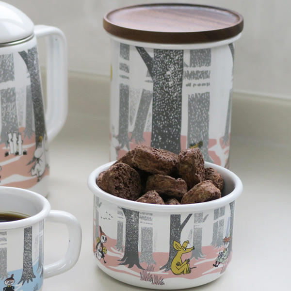 dショッピング |保存容器 ホーロー製 800ml 木ブタ付き 丸型 ムーミン