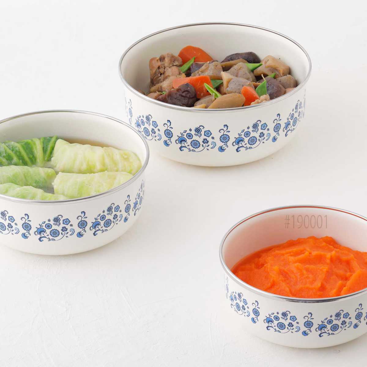 ホーロー フラワー保存容器 大小セット dショッピング |保存容器 1.8L メモリーズ 18cm 丸型容器ブルー