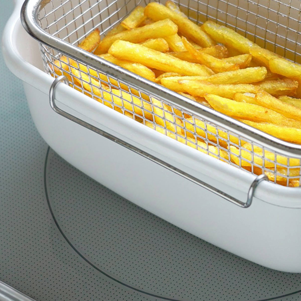 フライヤーバスケット 角型天ぷら鍋専用 ステンレス製 富士