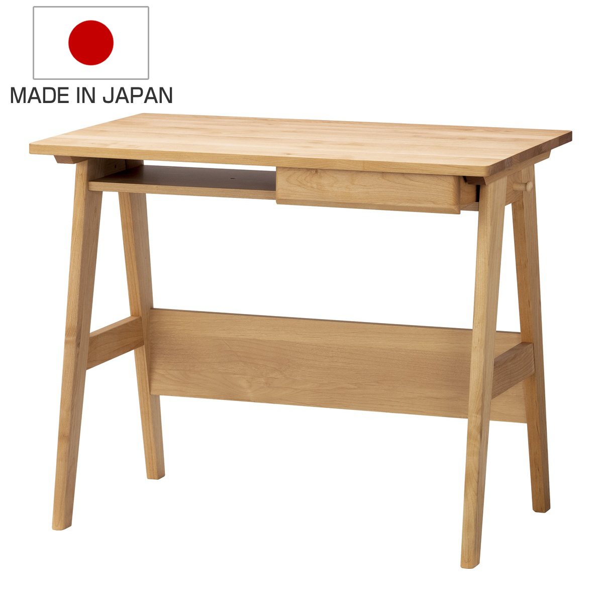 学習机 シンプル 幅100cm 引出し付 コンセント付 スキップ （ 勉強机 机 デスク つくえ シンプルデスク 無垢 木製 補修キット付き 日本製 リビング学習 リビング 北欧 ナチュラル ）