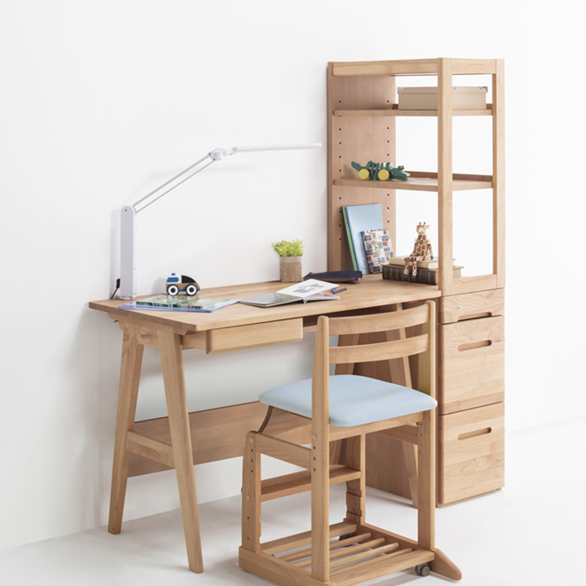 学習机 シンプル 幅100cm 引出し付 コンセント付 スキップ ( 勉強机 机 デスク つくえ シンプルデスク 無垢 木製 補修キット付き 日本製 リビング学習 リビング 北欧 ナチュラル )
