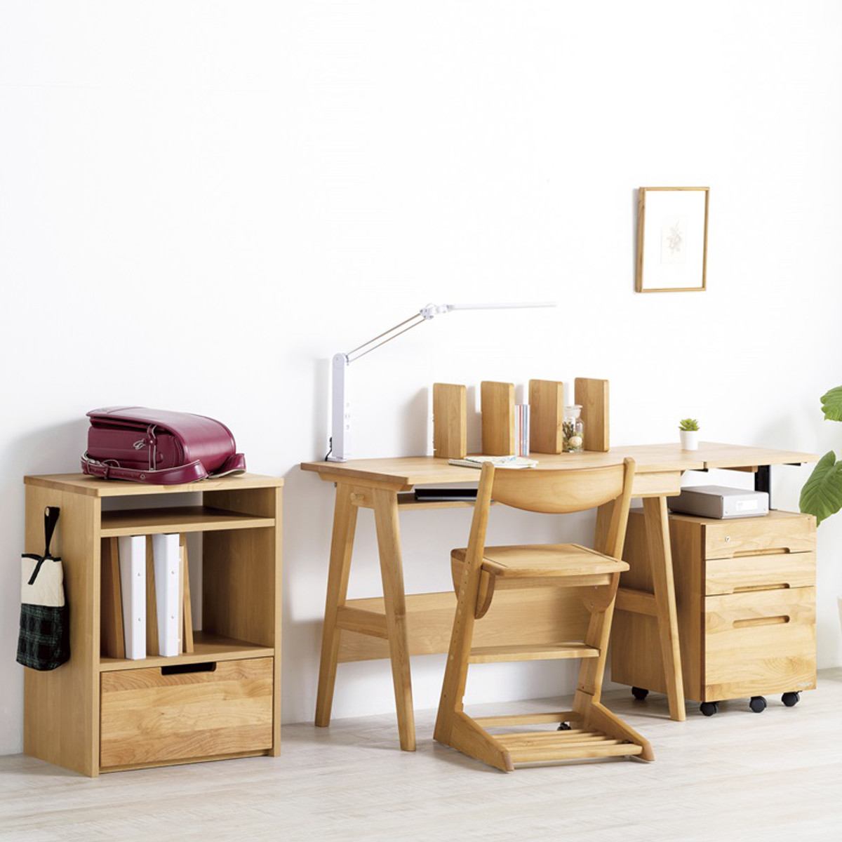 学習机 シンプル 幅100cm 引出し付 コンセント付 スキップ ( 勉強机 机 デスク つくえ シンプルデスク 無垢 木製 補修キット付き 日本製 リビング学習 リビング 北欧 ナチュラル )