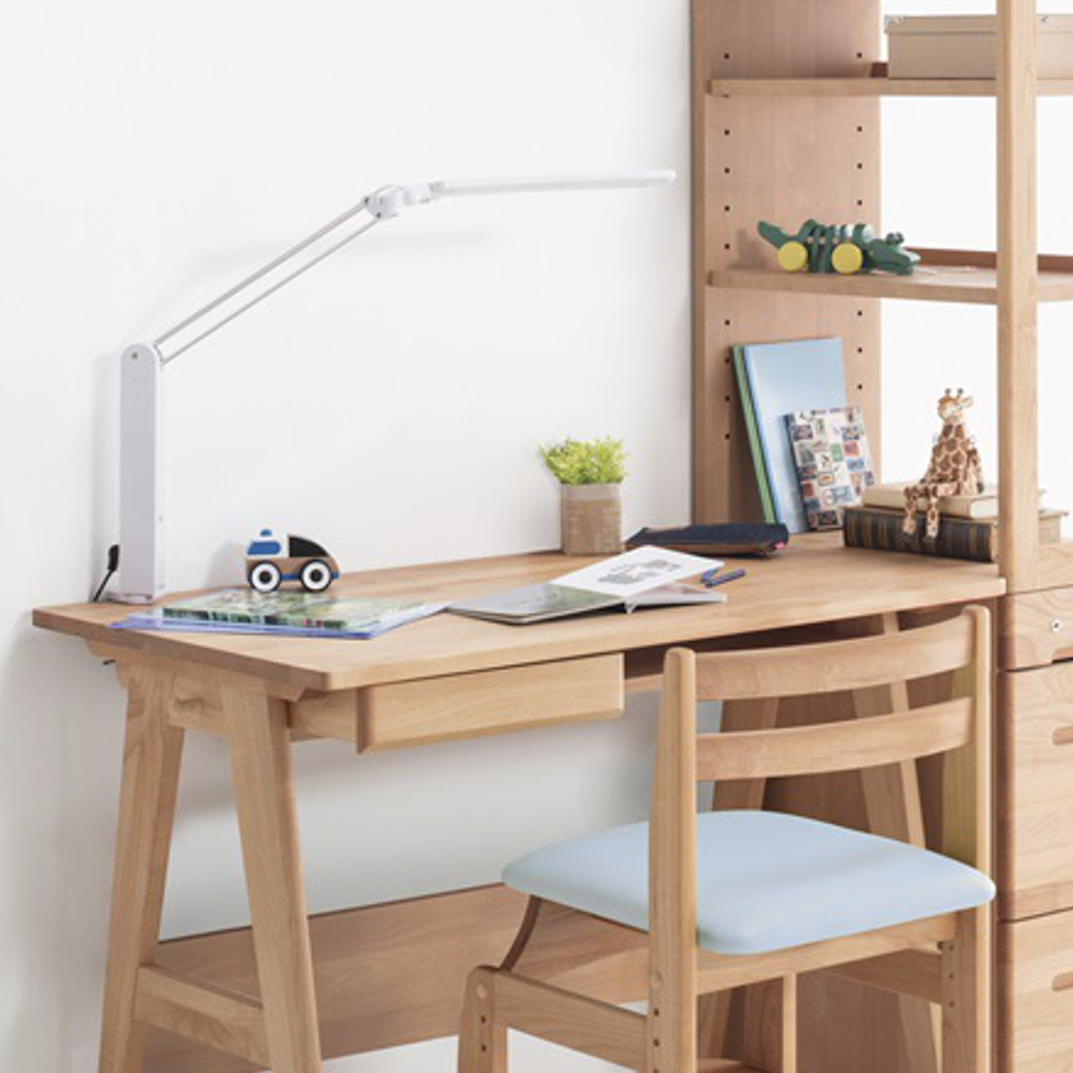 学習机 シンプル 幅100cm 引出し付 コンセント付 スキップ ( 勉強机 机 デスク つくえ シンプルデスク 無垢 木製 補修キット付き 日本製 リビング学習 リビング 北欧 ナチュラル )