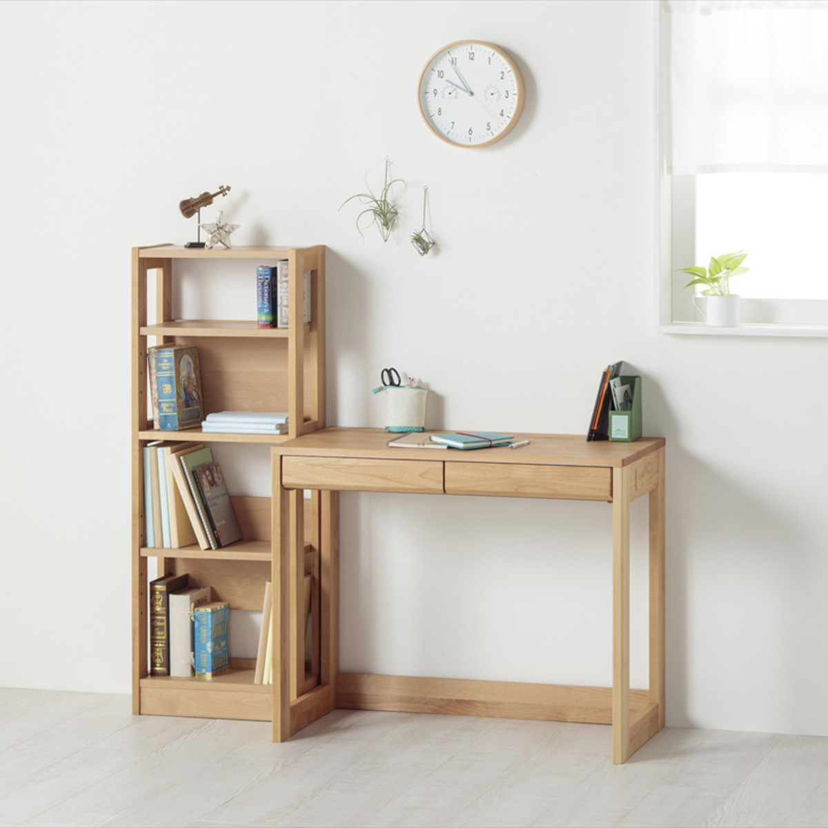 オープンラック 幅100cm 高さ120.5.cm 学習収納棚 マガジンラック カルロ ( デスク 組合せ デスク横 収納 ラック 本棚 収納棚 天然木 日本製 スリム リビング学習 木目 北欧 ナチュラル )