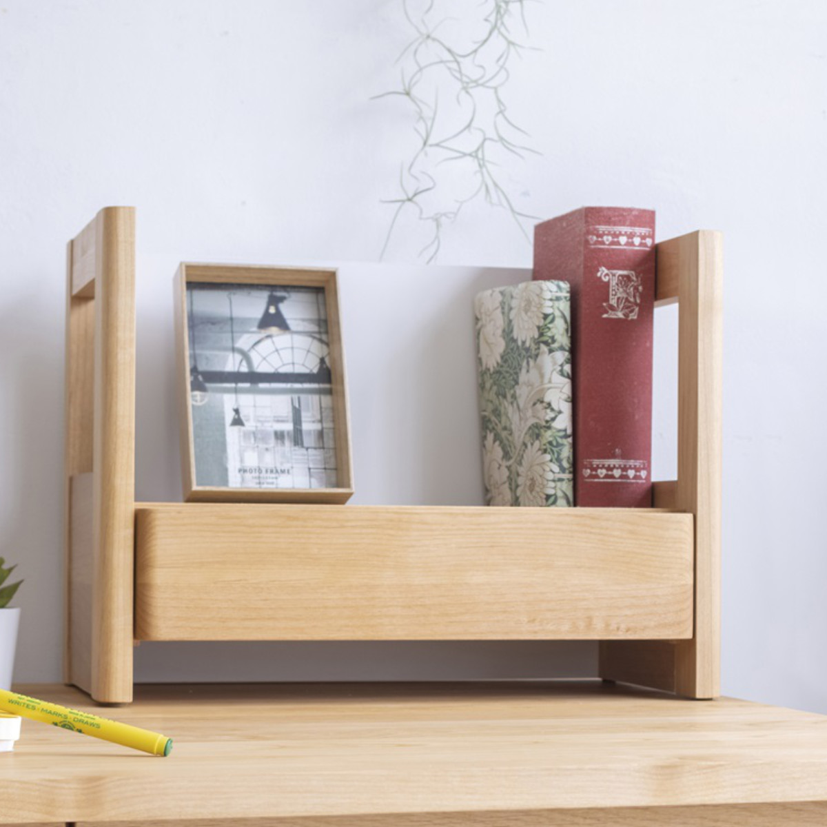 机上棚 学習机 上棚のみ 幅40cm 引出し付 ネージュ2 ( 上棚 卓上 ブックスタンド 本棚 木製 デスク 日本製 パーツ 収納 引き出し 小物整理 文房具 木目 )