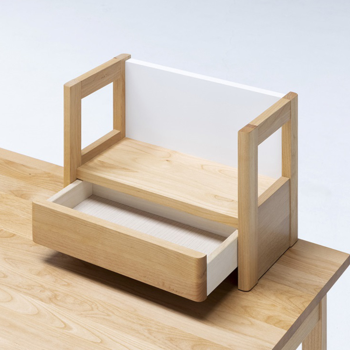 机上棚 学習机 上棚のみ 幅40cm 引出し付 ネージュ2 ( 上棚 卓上 ブックスタンド 本棚 木製 デスク 日本製 パーツ 収納 引き出し 小物整理 文房具 木目 )