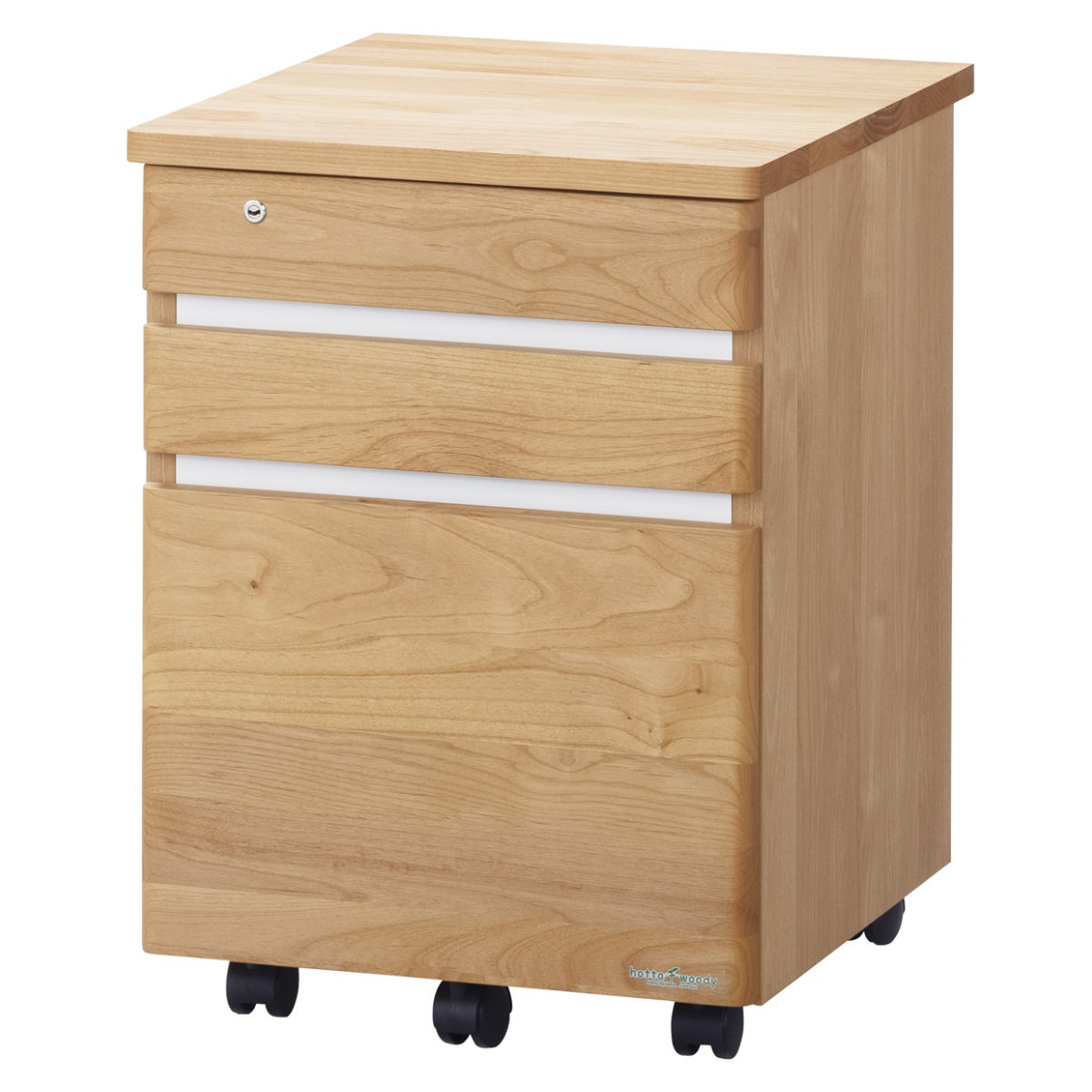 デスクワゴン キャスター付 3段 学習机用 ネージュ2 ( サイドワゴン ワゴン 木製 日本製 パーツ 収納 引き出し カギ付き 書類整理 木目 )