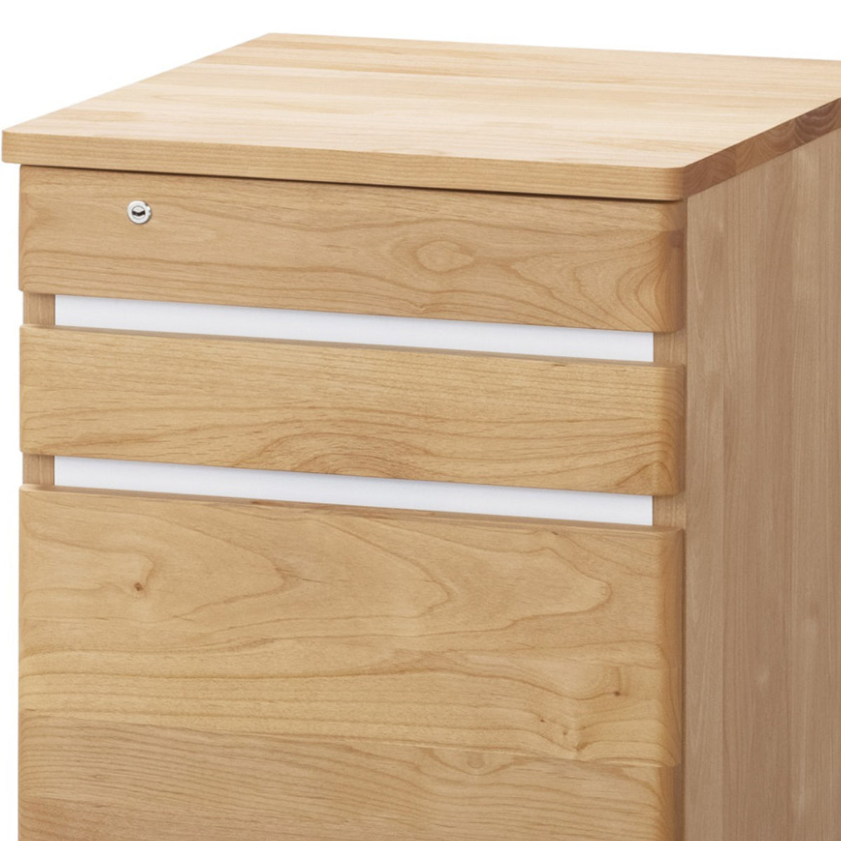 デスクワゴン キャスター付 3段 学習机用 ネージュ2 ( サイドワゴン ワゴン 木製 日本製 パーツ 収納 引き出し カギ付き 書類整理 木目 )