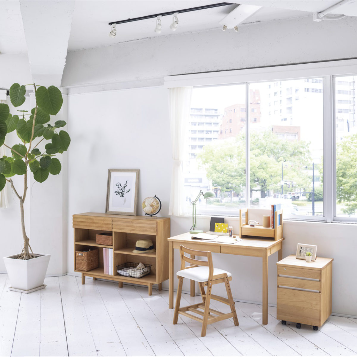 デスクワゴン キャスター付 3段 学習机用 ネージュ2 ( サイドワゴン ワゴン 木製 日本製 パーツ 収納 引き出し カギ付き 書類整理 木目 )