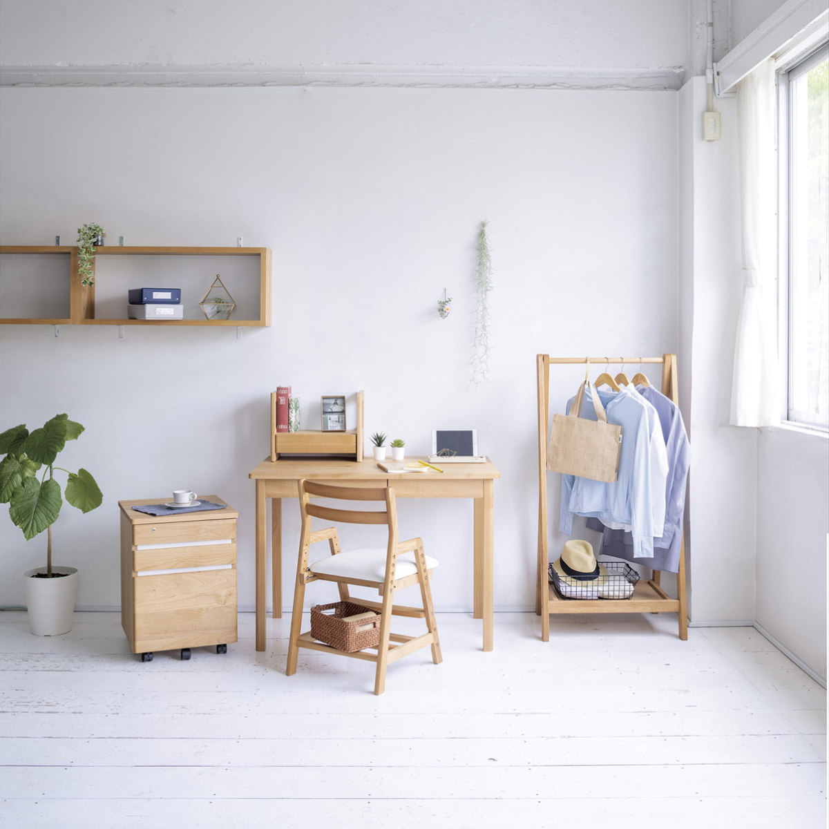 デスクワゴン キャスター付 3段 学習机用 ネージュ2 ( サイドワゴン ワゴン 木製 日本製 パーツ 収納 引き出し カギ付き 書類整理 木目 )