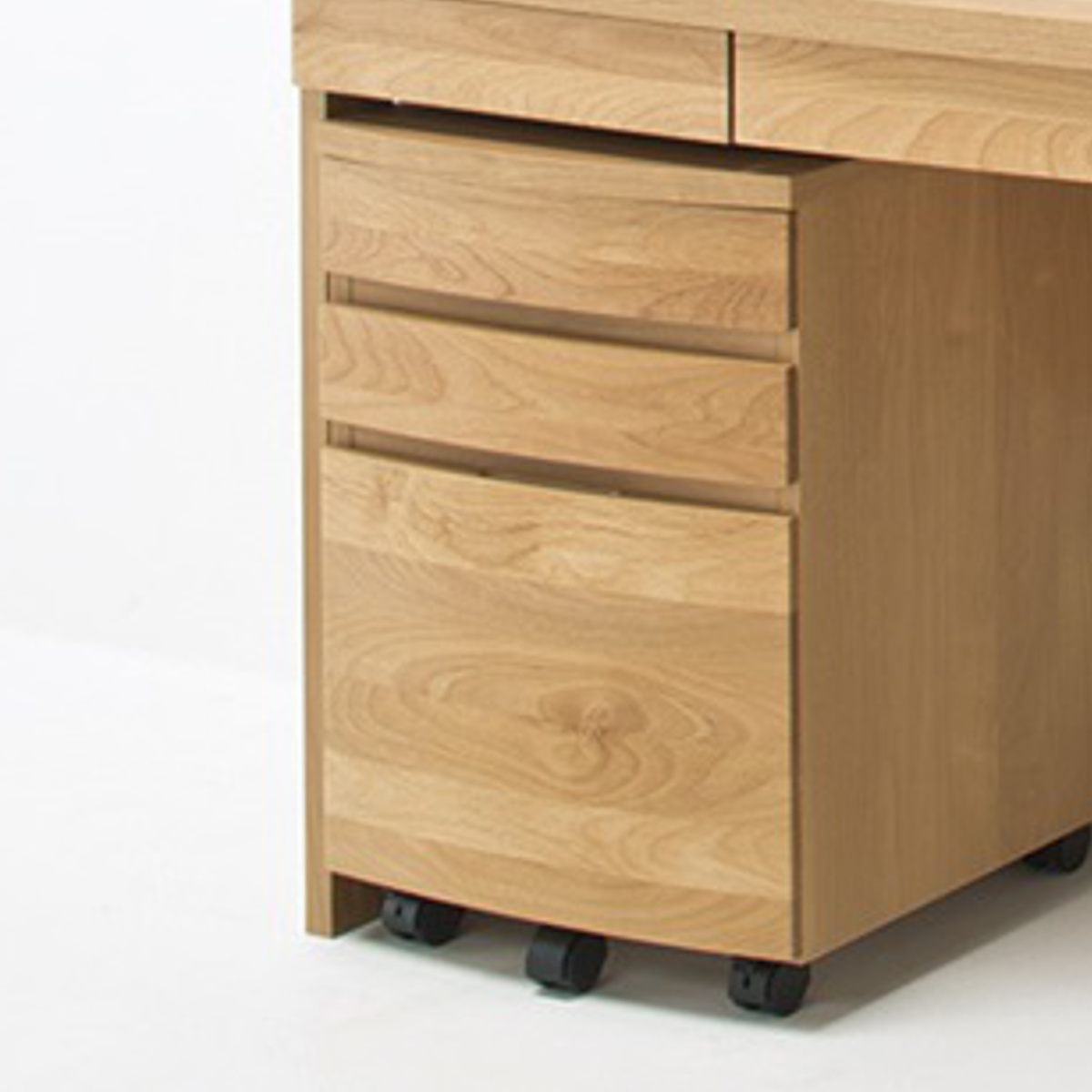 デスクワゴン キャスター付 3段 アール ( ワゴン サイドワゴン 木製 天然木 引き出し 収納 デスク下 完成品 日本製 サイドチェスト 脇机 キャビネット サイドキャビネット アルダー 書斎 書類整理 おしゃれ ) 【ウォールナット】 ウォールナット
