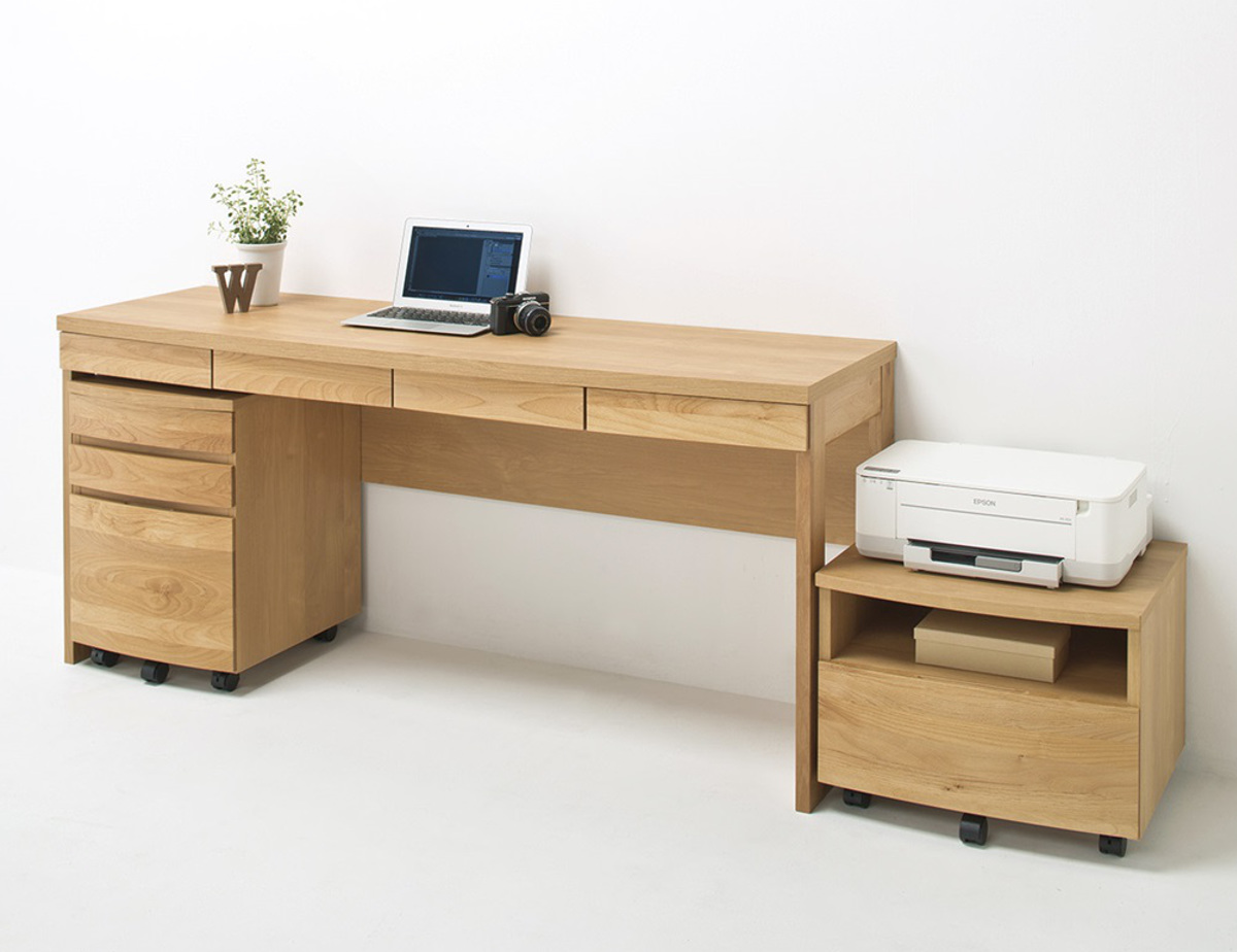 プリンターワゴン 幅52.4cm フルオープン引出し アール ( プリンター台 ワゴン ラック プリンター 収納 木製 天然木 引き出し 完成品 日本製 プリンターラック 棚 アルダー おしゃれ デスクワゴン サイドキャビネット ) 【ウォールナット】 ウォールナット