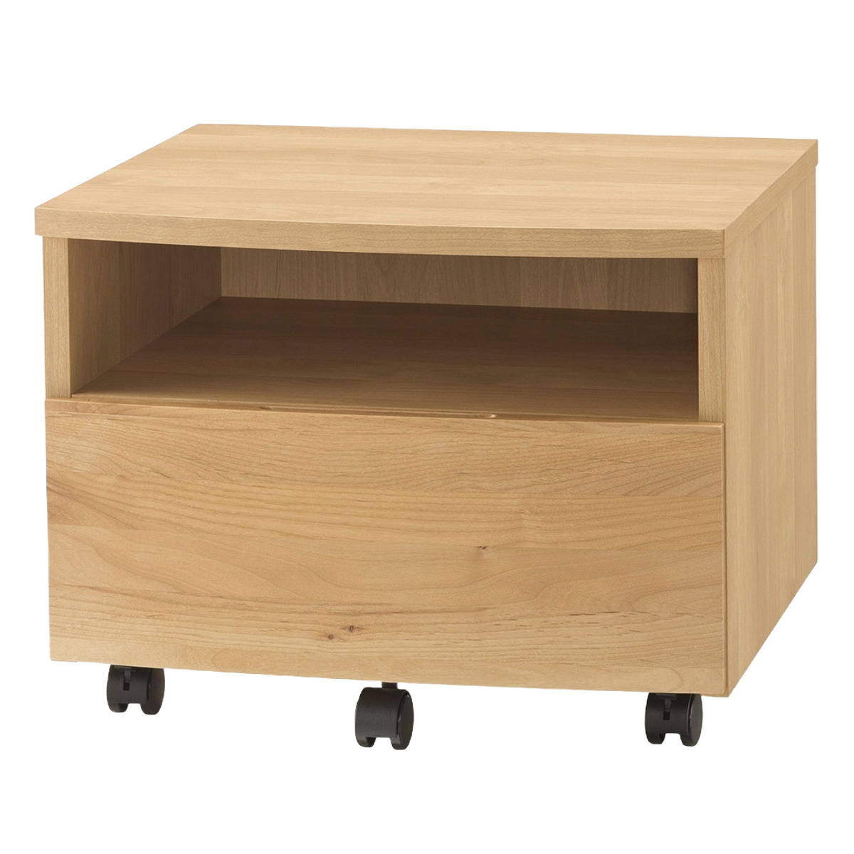 プリンターワゴン 幅52.4cm フルオープン引出し アール ( プリンター台 ワゴン ラック プリンター 収納 木製 天然木 引き出し 完成品 日本製 プリンターラック 棚 アルダー おしゃれ デスクワゴン サイドキャビネット ) 【ウォールナット】 ウォールナット