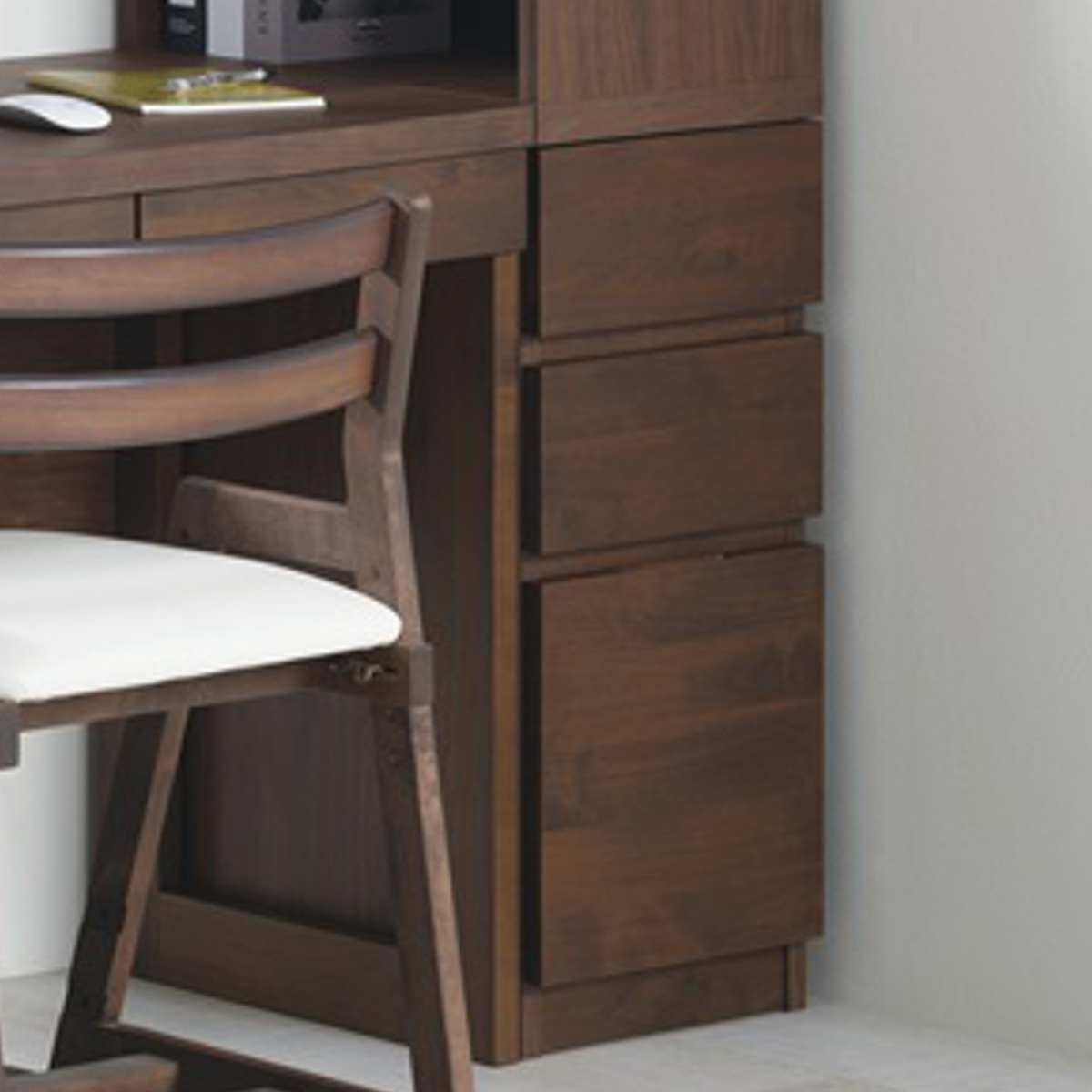 デスクサイドラック 高さ180cm 前段フルオープン引出し アールデスク専用 アール ( ラック スリム 約幅30 木製 天然木 収納 オープンラック 隙間収納 本棚 キッチンラック 棚 アルダー おしゃれ 完成品 日本製 引き出し ) 【ウォールナット】 ウォールナット