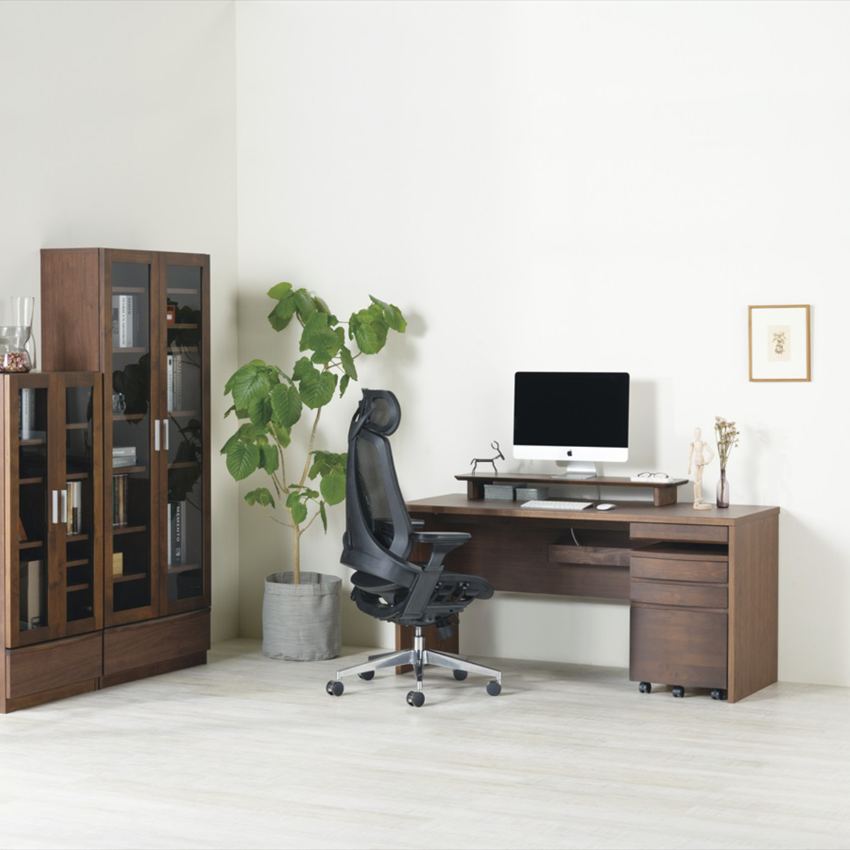 ワークデスク シンプル 幅100cm 奥行60cm 配線ボックス付 ディアス ( 高耐久 高硬度 抗菌 パソコン デスク 机 つくえ パソコンデスク PC リビング 木目調 日本製 配線ボックス付き ナチュラル ウォールナット ) 【ナチュラル】 ナチュラル