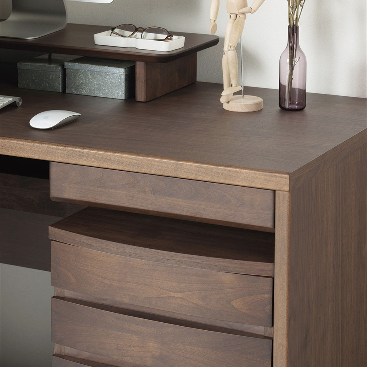 ワークデスク シンプル 幅100cm 奥行60cm 配線ボックス付 ディアス ( 高耐久 高硬度 抗菌 パソコン デスク 机 つくえ パソコンデスク PC リビング 木目調 日本製 配線ボックス付き ナチュラル ウォールナット ) 【ナチュラル】 ナチュラル