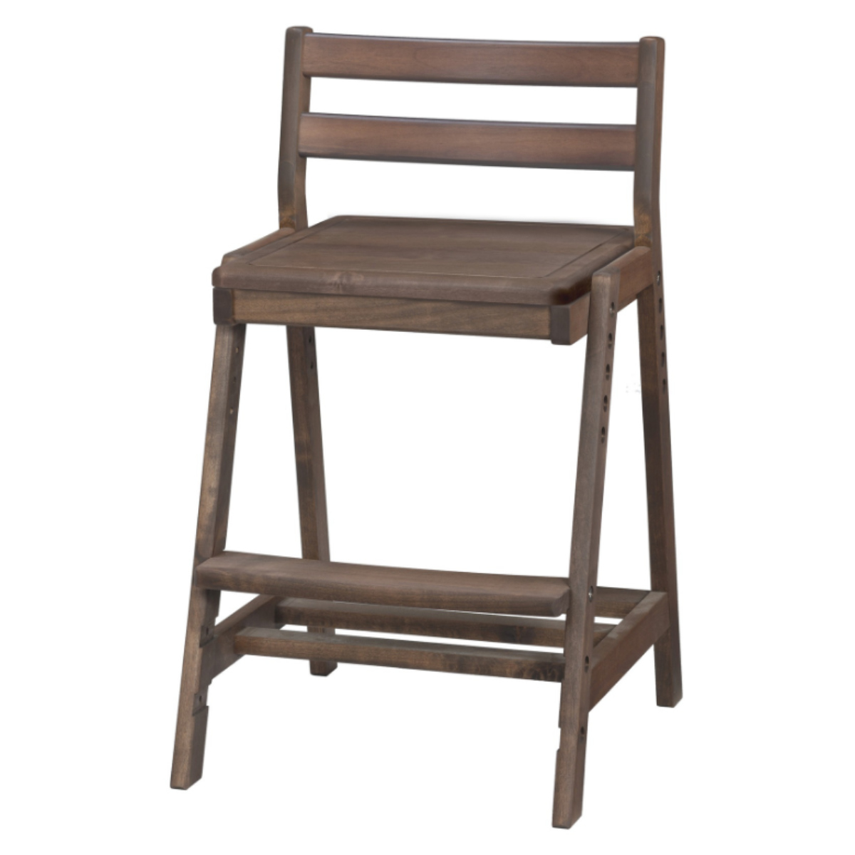 学習椅子 勉強椅子 板座タイプ リビングダイニング学習 ペルケ ( デスクチェア 学習チェア ダイニングチェア 高さ調節 子供 椅子 足置き 木製 天然木 アルダー材 イス いす チェア 子ども 日本製 収納スペース ) 【ウォールナット】 ウォールナット