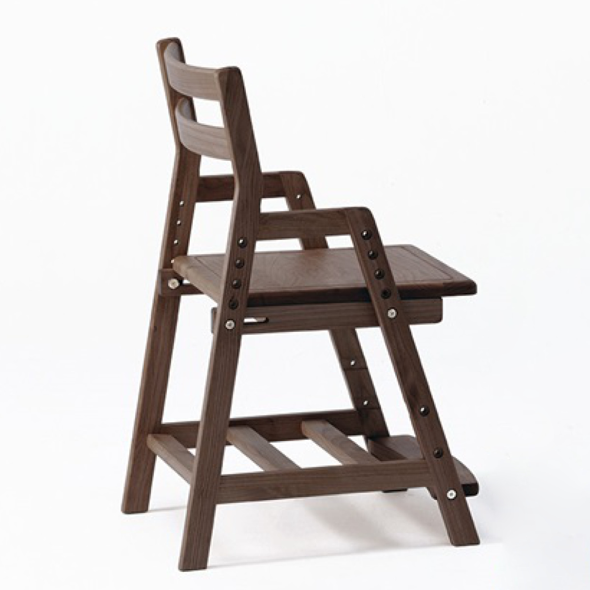 学習椅子 勉強椅子 板座タイプ リビングダイニング学習 ペルケ ( デスクチェア 学習チェア ダイニングチェア 高さ調節 子供 椅子 足置き 木製 天然木 アルダー材 イス いす チェア 子ども 日本製 収納スペース ) 【ウォールナット】 ウォールナット