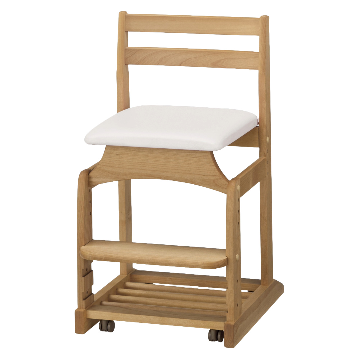 学習椅子 勉強椅子 クッション座面タイプ リビングダイニング学習 沈み込みキャスター ダック ( デスクチェア ダイニングチェア 高さ調節 子供 椅子 足置き 木製 天然木 アルダー材 イス いす チェア 子ども 日本製 収納スペース ) 【ライトブルー】 ライトブルー