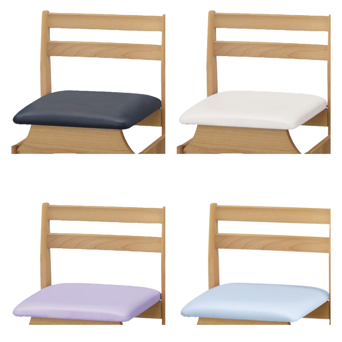 学習椅子 勉強椅子 クッション座面タイプ リビングダイニング学習 沈み込みキャスター ダック ( デスクチェア ダイニングチェア 高さ調節 子供 椅子 足置き 木製 天然木 アルダー材 イス いす チェア 子ども 日本製 収納スペース ) 【ライトブルー】 ライトブルー