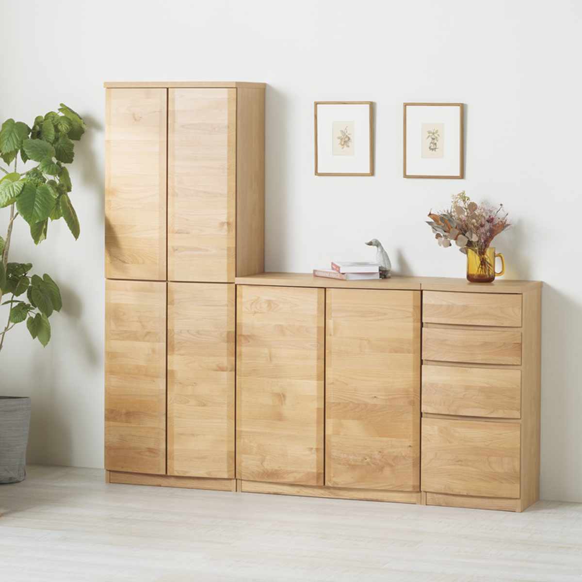 本棚 幅120.5cm ハイタイプ アールデザイン 日本製 ( 棚 ラック 扉収納 可動棚 収納 アルダー材 書棚 組み合わせ 低ホルムアルデヒド ナチュラル ウォールナット アルダー ) 【ウォールナット】 ウォールナット