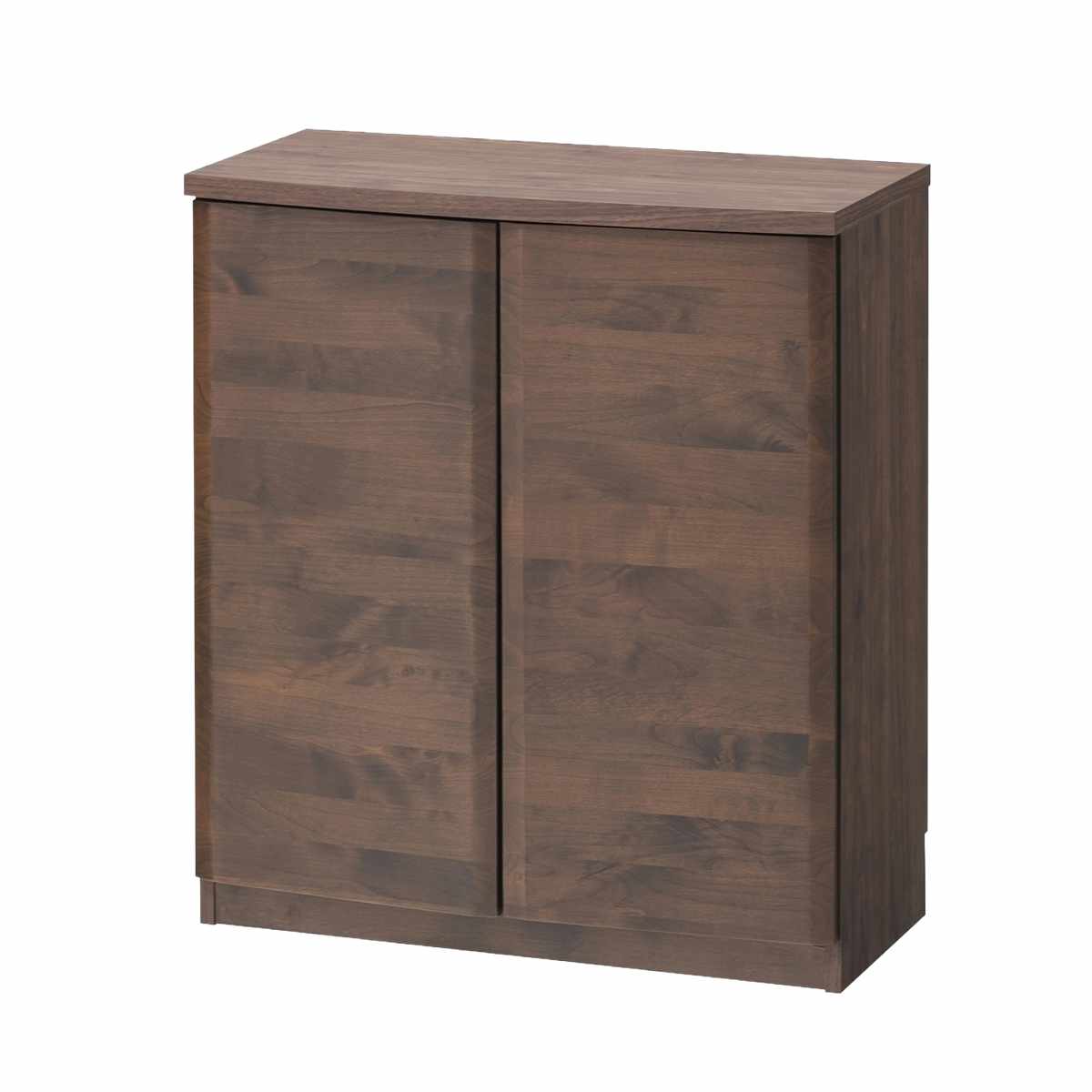 本棚 幅80.5cm ロータイプ アールデザイン 日本製 完成品 ( 棚 ラック 扉収納 可動棚 収納 アルダー材 書棚 組み合わせ 低ホルムアルデヒド ナチュラル ウォールナット アルダー ) 【ウォールナット】 ウォールナット