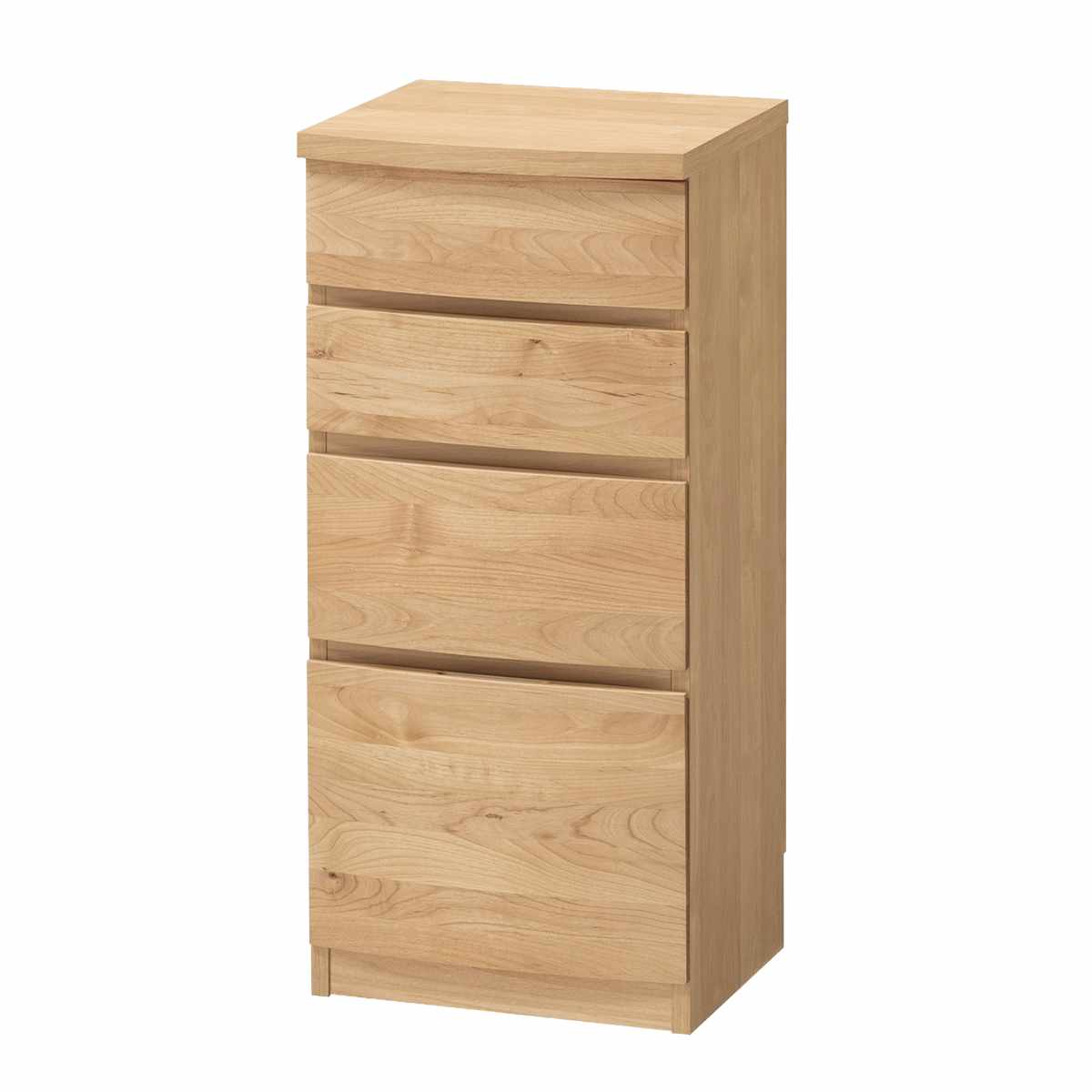 チェスト 幅41.5cm 4段 アールデザイン 日本製 完成品 ( 棚 ラック 引出し スライドレール 収納 アルダー材 組み合わせ 低ホルムアルデヒド ナチュラル ウォールナット アルダー ) 【ナチュラル】 ナチュラル