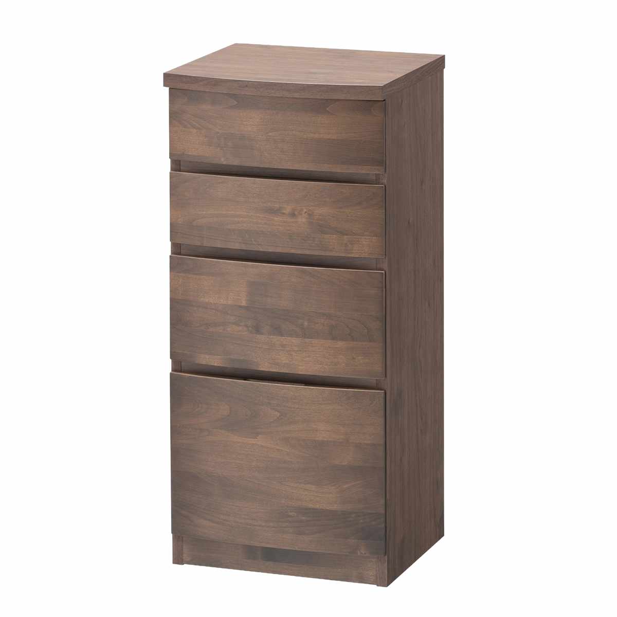 チェスト 幅41.5cm 4段 アールデザイン 日本製 完成品 ( 棚 ラック 引出し スライドレール 収納 アルダー材 組み合わせ 低ホルムアルデヒド ナチュラル ウォールナット アルダー ) 【ナチュラル】 ナチュラル