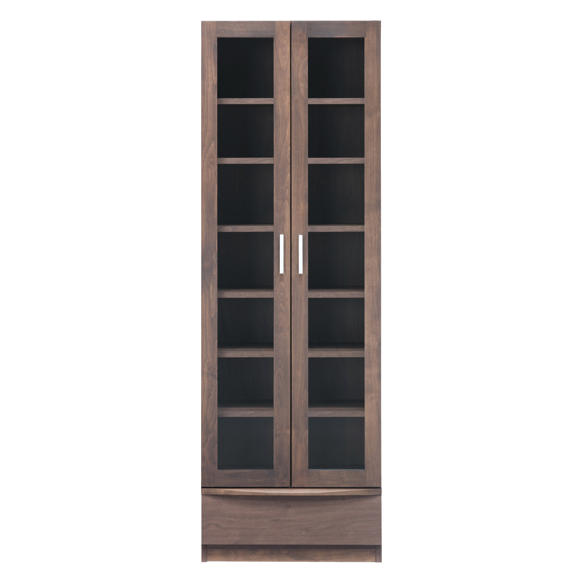 本棚 幅60.2cm 奥行32cm ハイタイプ ガラス扉 日本製 完成品 ( 開梱設置 棚 ラック 扉収納 可動棚 収納 アルダー材 書棚 組み合わせ 低ホルムアルデヒド ナチュラル ウォールナット ) 【ナチュラル】 ナチュラル