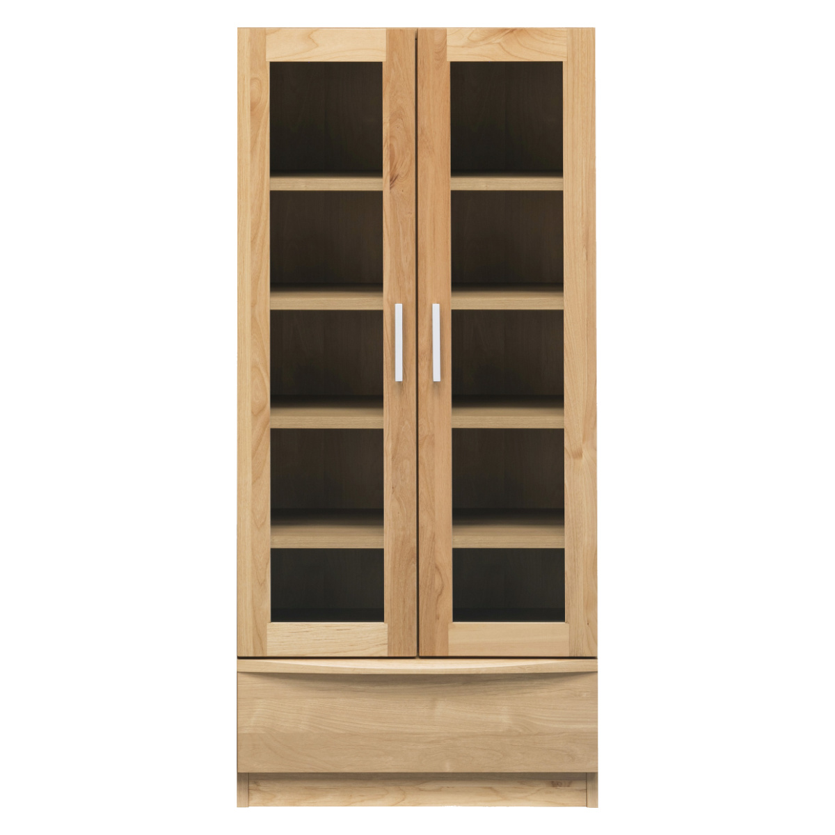 本棚 幅60.2cm 奥行42cm ロータイプ ガラス扉 日本製 完成品 ( 棚 ラック 扉収納 可動棚 収納 アルダー材 書棚 組み合わせ 低ホルムアルデヒド ナチュラル ウォールナット ) 【ウォールナット】 ウォールナット