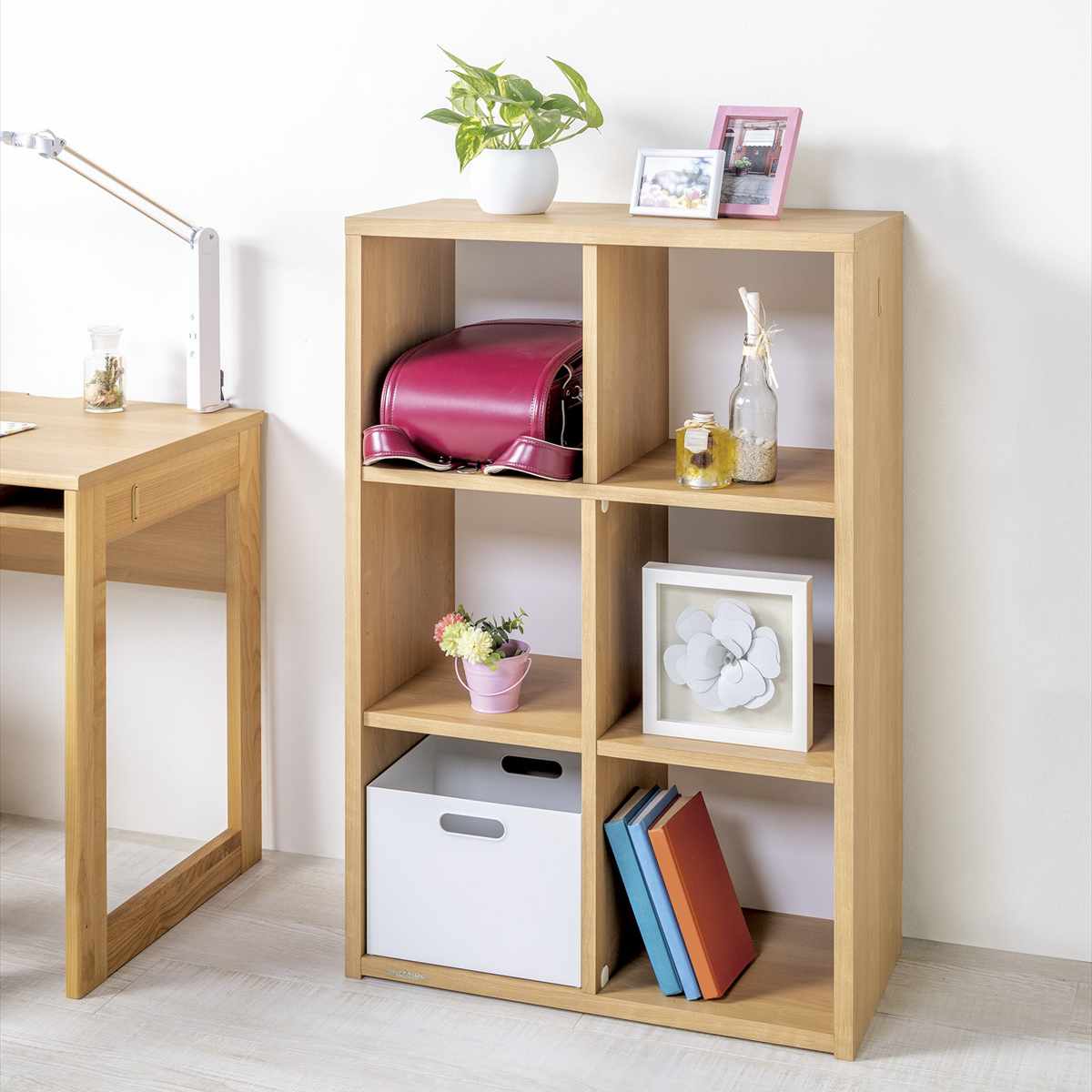 バーチカルシェルフ 幅73cm 組み替え 日本製 完成品 ( オープンシェルフ 本棚 ラック ランドセルラック バイカラー シェルフ 低ホルムアルデヒド リビング学習 ランドセル収納 ナチュラル ウォールナット ) 【ナチュラル】 ナチュラル