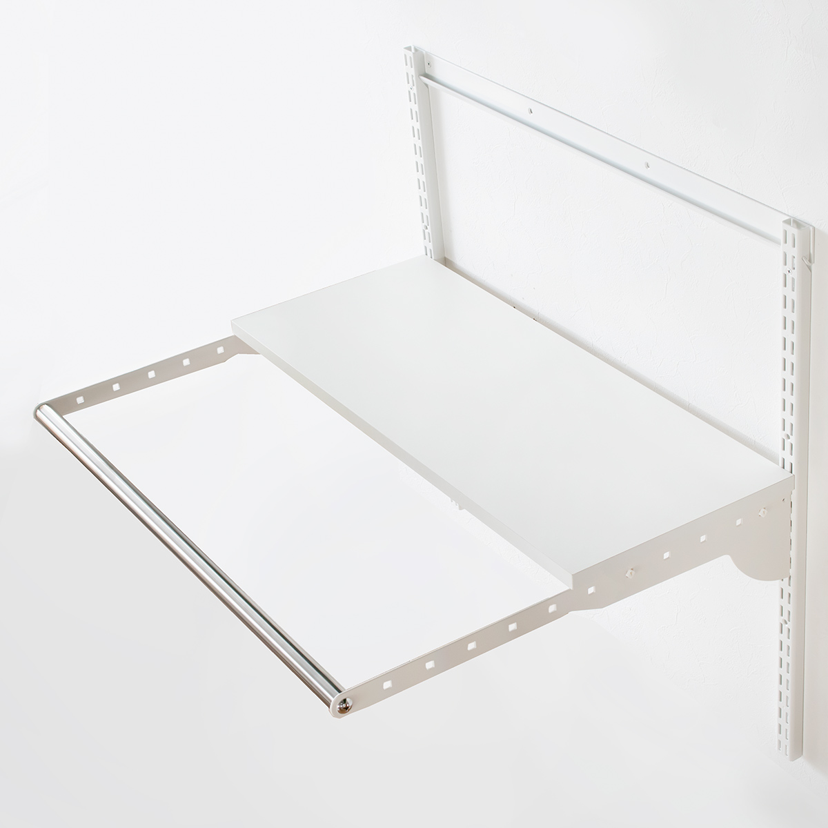 壁面収納 フィットラック ランドリー棚セット 幅60×奥行60cm 棚板奥行30cm ( 棚 ラック パイプ付き DIY 収納 ランドリーラック 洗濯機上 可動棚 洋服掛け ハンガー掛け 有効活用 収納スペース 壁掛け 壁面 洗濯 ランドリー ) 【ホワイト×ブラウン】 ホワイト×ブラウン