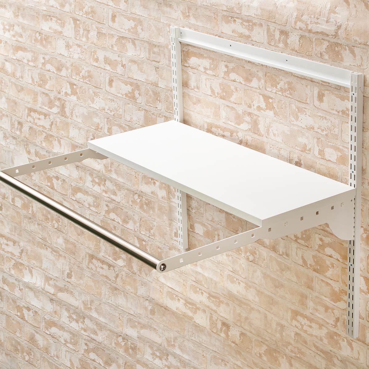 壁面収納 フィットラック ランドリー棚セット 幅75×奥行60cm 棚板奥行30cm ( 棚 ラック パイプ付き DIY 収納 ランドリーラック 洗濯機上 可動棚 洋服掛け ハンガー掛け 有効活用 収納スペース 壁掛け 壁面 洗濯 ランドリー ) 【ホワイト×ホワイト】 ホワイト×ホワイト