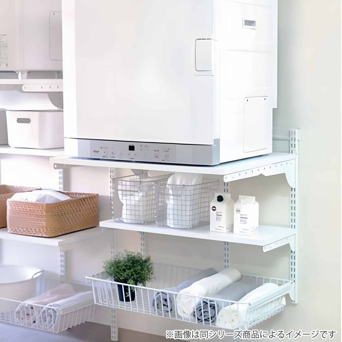 ランドリーラック 乾太くん 棚板セット 幅60×奥行60cm KS6060C ( 壁面収納 乾燥機 台 収納 専用棚 収納ラック 収納棚 洗濯機上 衣類乾燥機 ランドリー 洗面所 有効活用 壁掛け ラック ウォールシェルフ ) 【ホワイト】 ホワイト