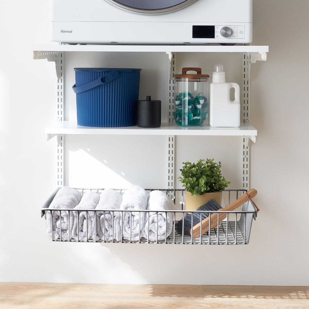 バスケット ステンレス 幅75cm 奥行30cm フィットラック 壁面収納 ( 幅75×奥行30×高さ12cm パーツ オプション 部品 DIY 収納 小物収納 小物入れ 可動棚 オープンラック 収納ラック 有効活用 ホワイト ブラック 吊り下げ ) 【ブラック】 ブラック