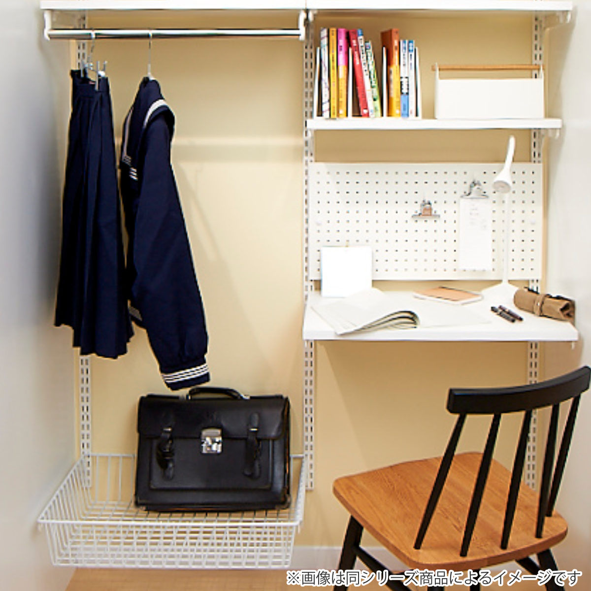 バスケット ステンレス 幅45cm 奥行40cm フィットラック 壁面収納 ( 幅45×奥行40×高さ12cm パーツ オプション 部品 DIY 収納 小物収納 小物入れ 可動棚 オープンラック 収納ラック 有効活用 ホワイト ブラック 吊り下げ ) 【ブラック】 ブラック