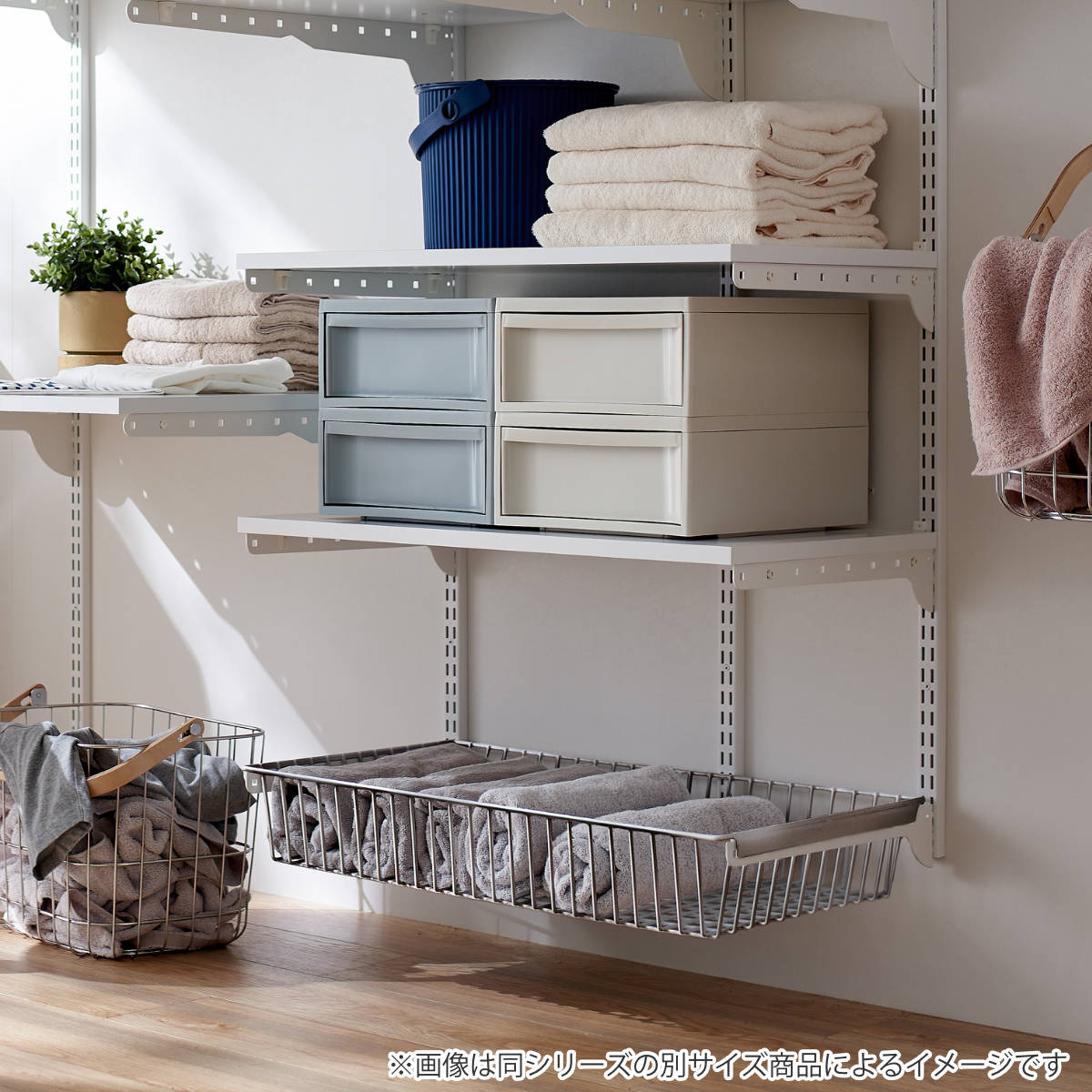 バスケット ステンレス 幅60cm 奥行40cm フィットラック 壁面収納 ( 幅60×奥行40×高さ12cm パーツ オプション 部品 DIY 収納 小物収納 小物入れ 可動棚 オープンラック 収納ラック 有効活用 ホワイト ブラック 吊り下げ ) 【ブラック】 ブラック