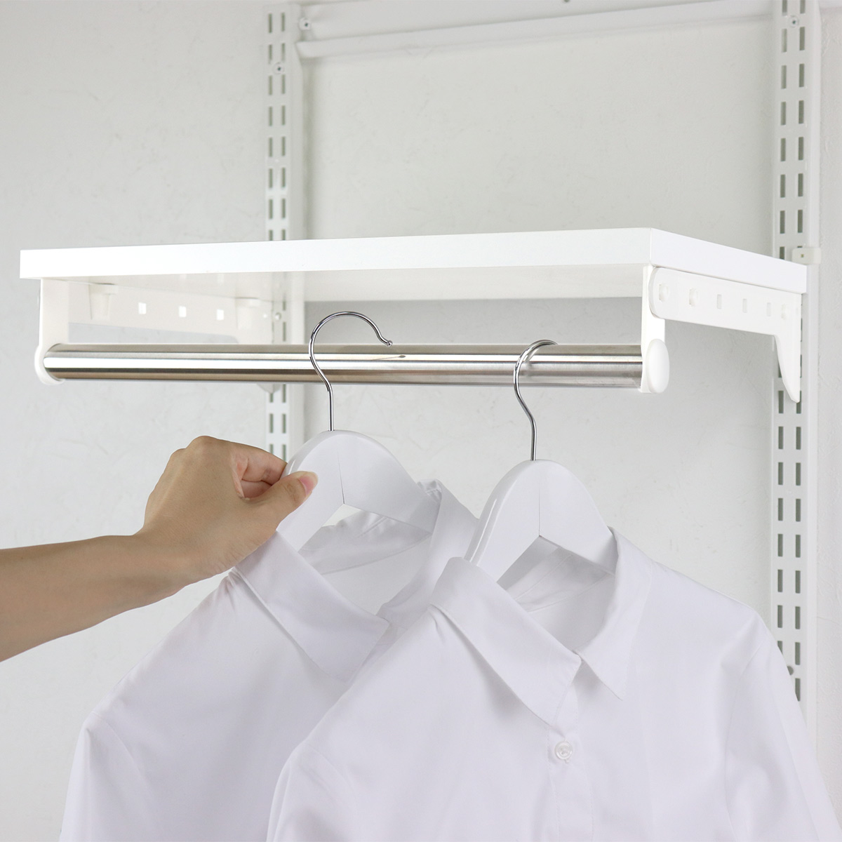 壁面収納 TPセット 木棚 パイプ セット 幅90cm 奥行60cm フィットラック ( 棚板 ハンガーラック DIY 収納 吊り下げ収納 クローゼット 可動棚 オープンラック 収納ラック 有効活用 壁掛け ラック ) 【ホワイトウッド】 ホワイトウッド