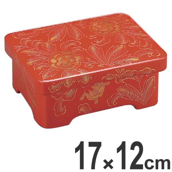 重箱 木製 殿様足付 丼重 洗朱 沈金牡丹 内朱 食器 越前漆器 漆塗 ( お重 丼 どんぶり うな重 脚付き 器 足付き 和食器 うつわ 蓋付き 足付 和風 漆 塗り 漆塗り 高級感 業務用 )