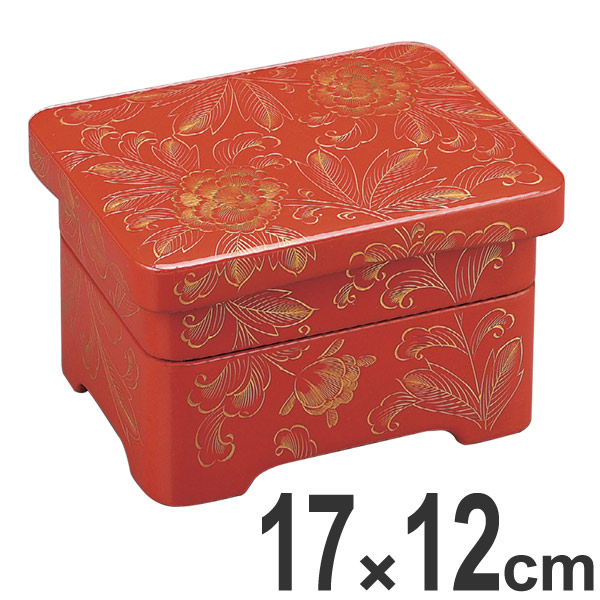 重箱 木製 殿様足付丼重 2段 洗朱内朱沈金牡丹 食器 越前漆器 漆塗 ( お重 丼 どんぶり うな重 脚付き 器 足付き 和食器 うつわ 蓋付き 足付 和風 漆 塗り 漆塗り 高級感 業務用 )