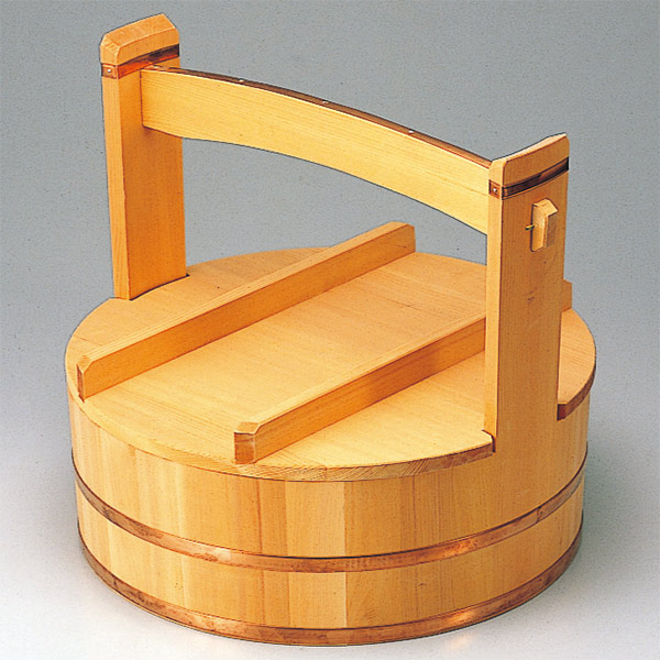 美品◆2個セット◆大型 天然木製おかもち手桶◆寿司桶 ◆外径45cm 美品◇2個セット◇大型 天然木製おかもち手桶◇寿司桶 ◇外径